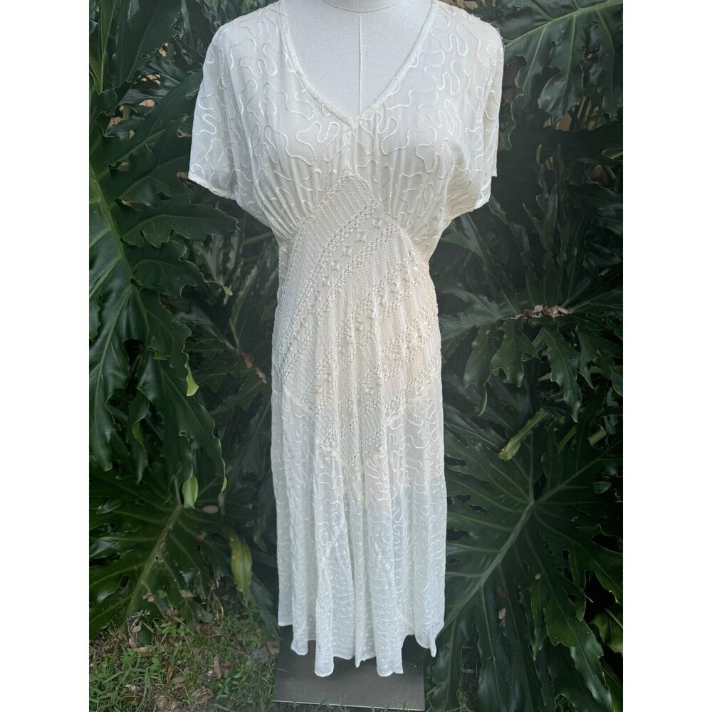 Vintage Carole Little Lace Shear Dress Size Small Boho Cottagecore Prairie NWT